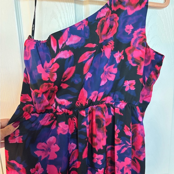 Floral Asymmetrical Dress - Pink and Purple - Picture 3 of 3